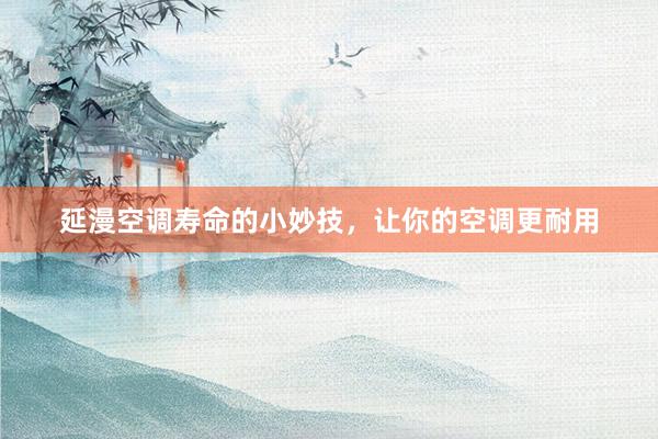 延漫空调寿命的小妙技，让你的空调更耐用