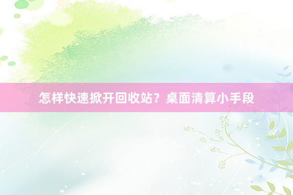 怎样快速掀开回收站？桌面清算小手段